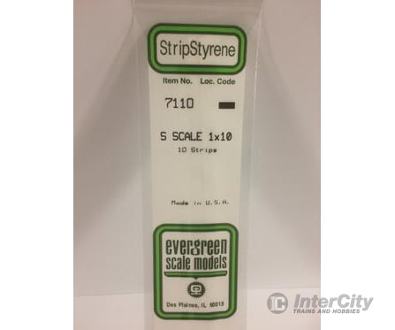Evergreen 7110 S Strips-1X10 (10/Pk) Scratch Building Supplies