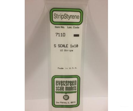 Evergreen 7110 S Strips-1X10 (10/Pk) Scratch Building Supplies