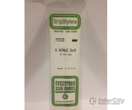 Evergreen 7203 S Strips-2X3 (10/Pk) Scratch Building Supplies