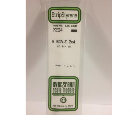 Evergreen 7204 S Strips-2X4 (10/Pk) Scratch Building Supplies