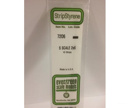 Evergreen 7206 S Strips-2X6 (10/Pk) Scratch Building Supplies