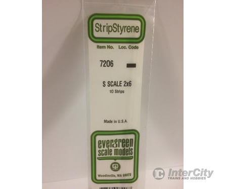 Evergreen 7206 S Strips-2X6 (10/Pk) Scratch Building Supplies