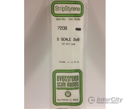Evergreen 7208 S Strips-2X8 (10/Pk) Scratch Building Supplies