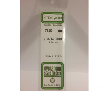 Evergreen 7210 S Strips-2X10 (9/Pk) Scratch Building Supplies
