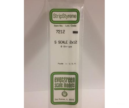 Evergreen 7212 S Strips-2X12 (9/Pk) Scratch Building Supplies