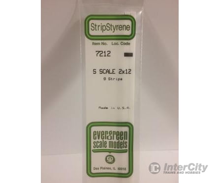 Evergreen 7212 S Strips-2X12 (9/Pk) Scratch Building Supplies