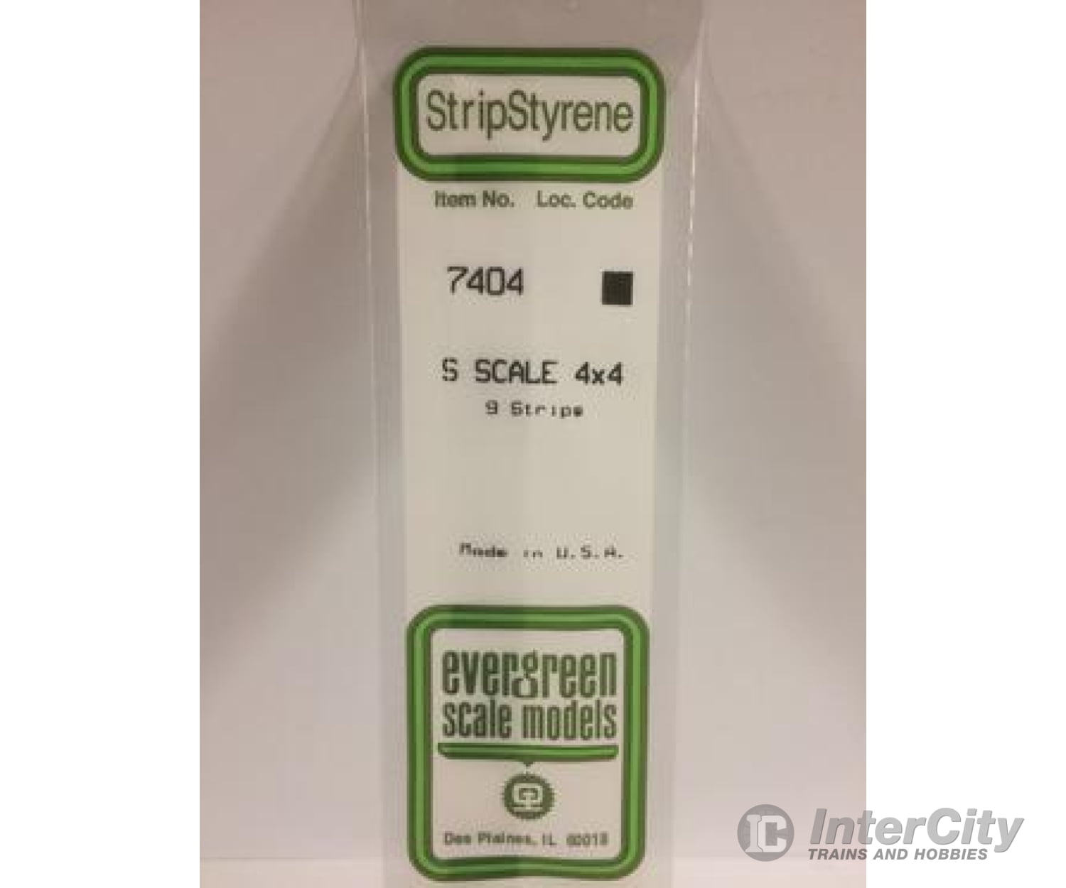 Evergreen 7404 S Strips-4X4 (9/Pk) Scratch Building Supplies