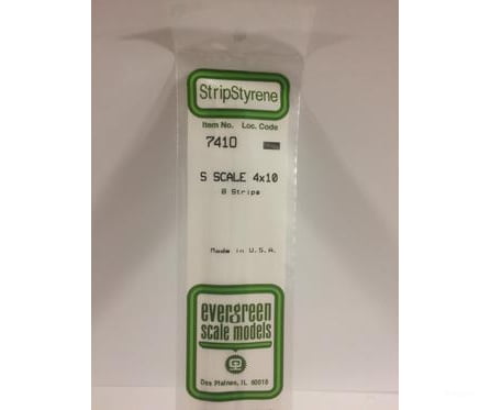 Evergreen 7410 S Strips-4X10 (8/Pk) Scratch Building Supplies