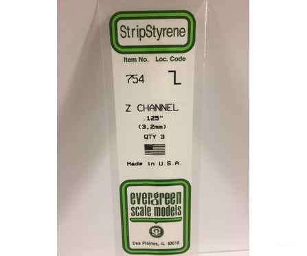 Evergreen 754 14 Z Channels 3.1Mm (3Pcs) Scratch Building Supplies