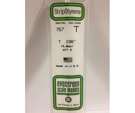 Evergreen 767 14 T Channels 5.0Mm (3Pcs) Scratch Building Supplies