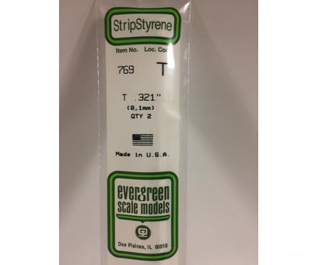Evergreen 769 14 T Channels 8.1Mm (2Pcs) Scratch Building Supplies