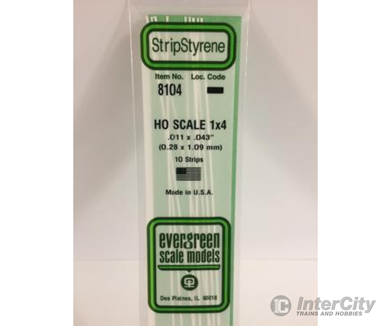 Evergreen 8104 Ho Strips-1X4 (10/Pk) Scratch Building Supplies