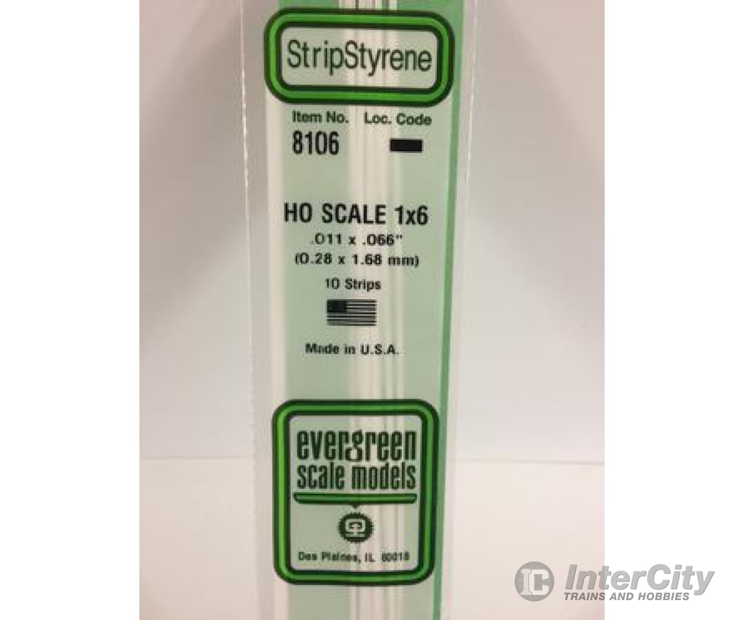 Evergreen 8106 Ho Strips-1X6 (10/Pk) Scratch Building Supplies