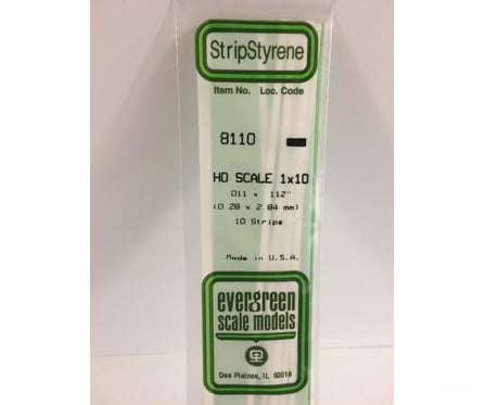 Evergreen 8110 Ho Strips-1X10 (10/Pk) Scratch Building Supplies