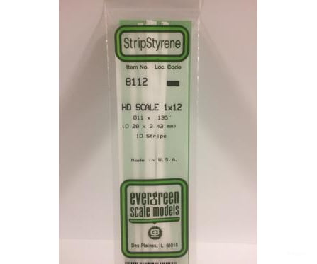 Evergreen 8112 Ho Strips-1X12 (10/Pk) Scratch Building Supplies