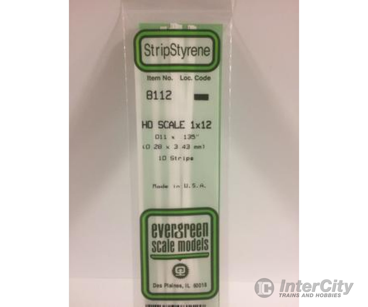 Evergreen 8112 Ho Strips-1X12 (10/Pk) Scratch Building Supplies