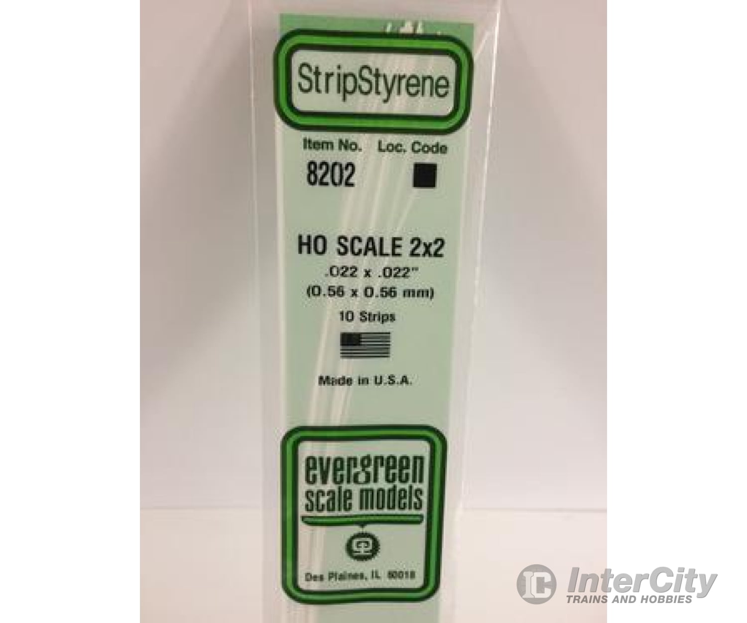 Evergreen 8202 Ho Strips-2X2 (10/Pk) Scratch Building Supplies