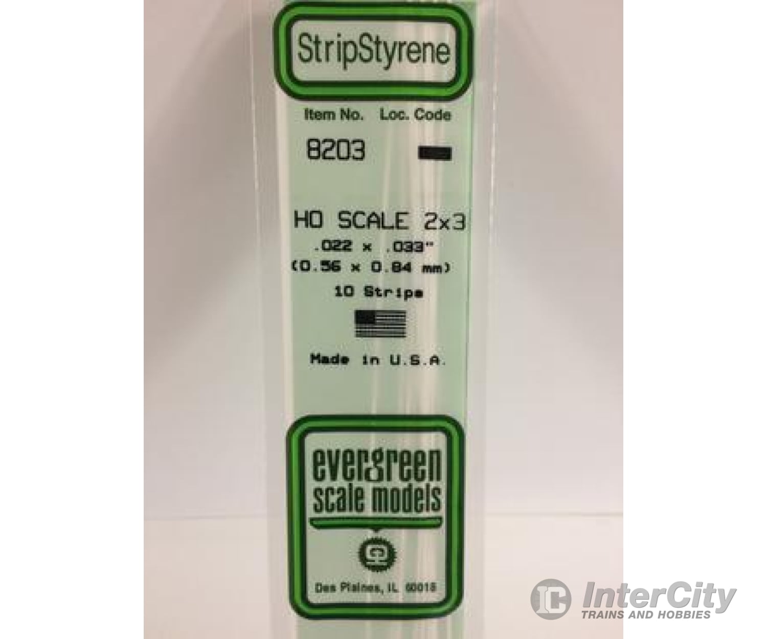 Evergreen 8203 Ho Strips-2X3 (10/Pk) Scratch Building Supplies