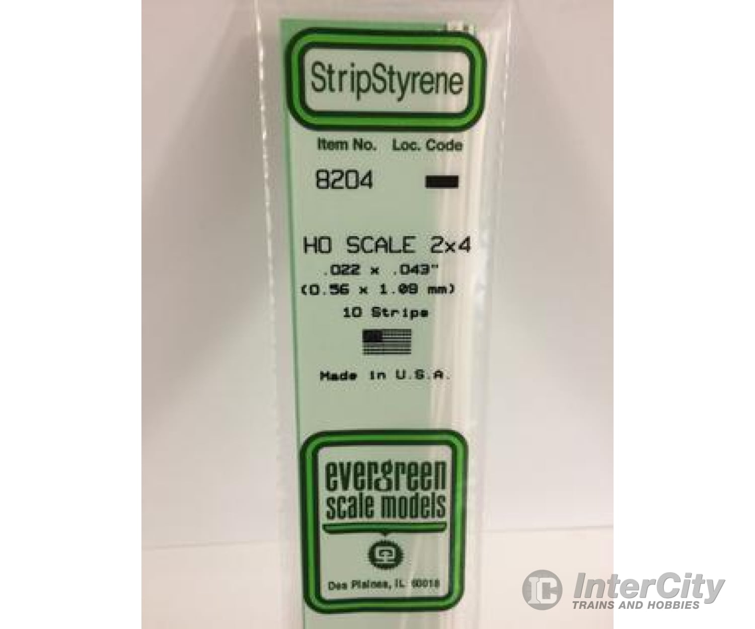 Evergreen 8204 Ho Strips-2X4 (10/Pk) Scratch Building Supplies