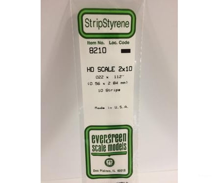 Evergreen 8210 Ho Strips-2X10 (10/Pk) Scratch Building Supplies