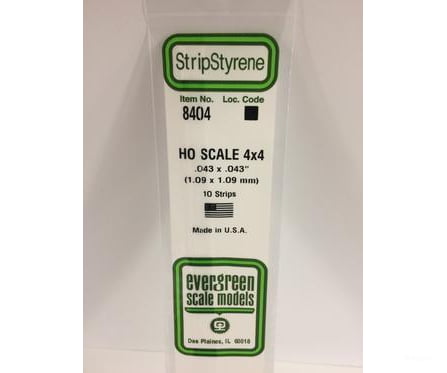 Evergreen 8404 Ho Strips-4X4 (10/Pk) Scratch Building Supplies