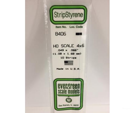 Evergreen 8406 Ho Strips-4X6 (10/Pk) Scratch Building Supplies