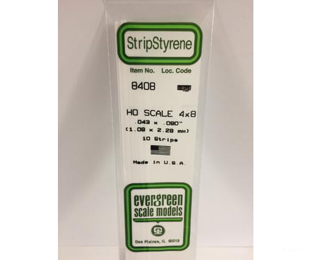 Evergreen 8408 Ho Strips-4X8 (10/Pk) Scratch Building Supplies