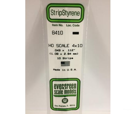 Evergreen 8410 Ho Strips-4X10 (10/Pk) Scratch Building Supplies