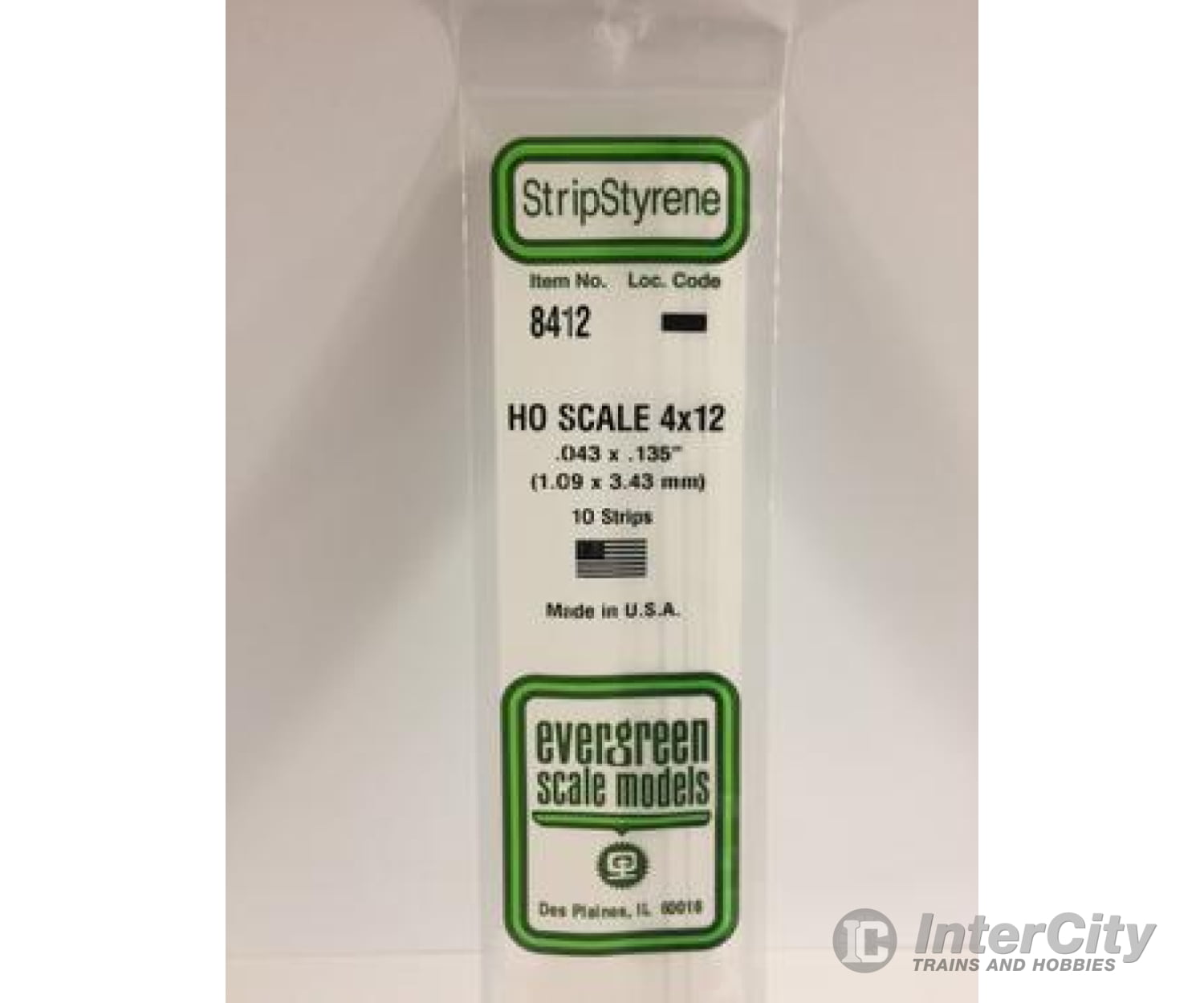 Evergreen 8412 Ho Strips-4X12 (10/Pk) Scratch Building Supplies