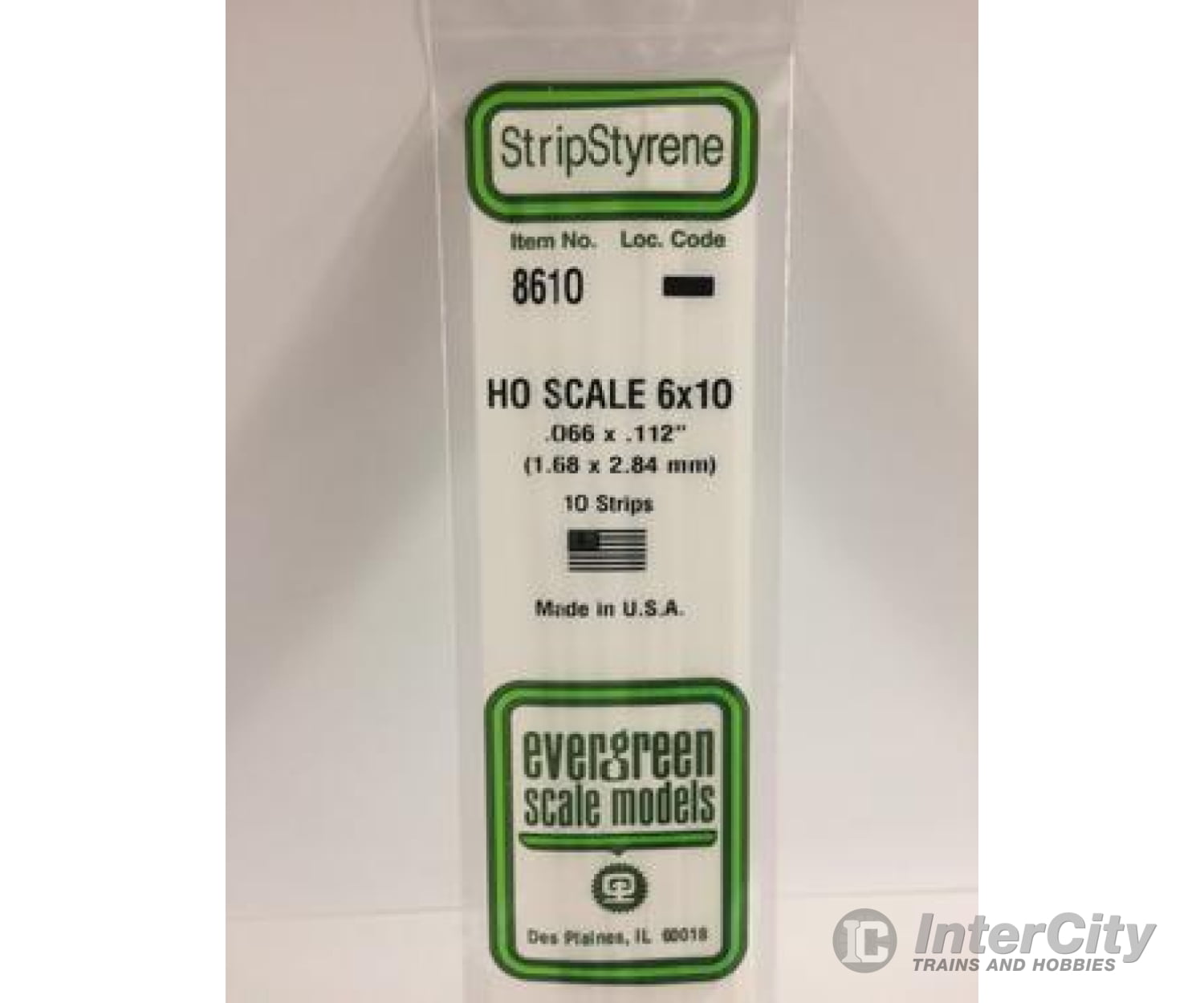 Evergreen 8610 Ho Strips-6X10 (10/Pk) Scratch Building Supplies