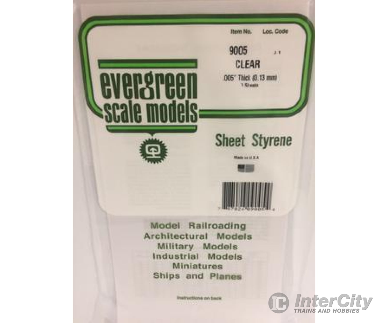 Evergreen 9005 6X12 Clear Sheet- .005 (3/Pk) Scratch Building Supplies