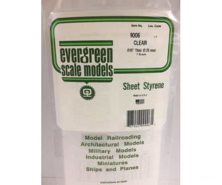 Evergreen 9006 6X12 Clear Sheet- .010 (2/Pk) Scratch Building Supplies