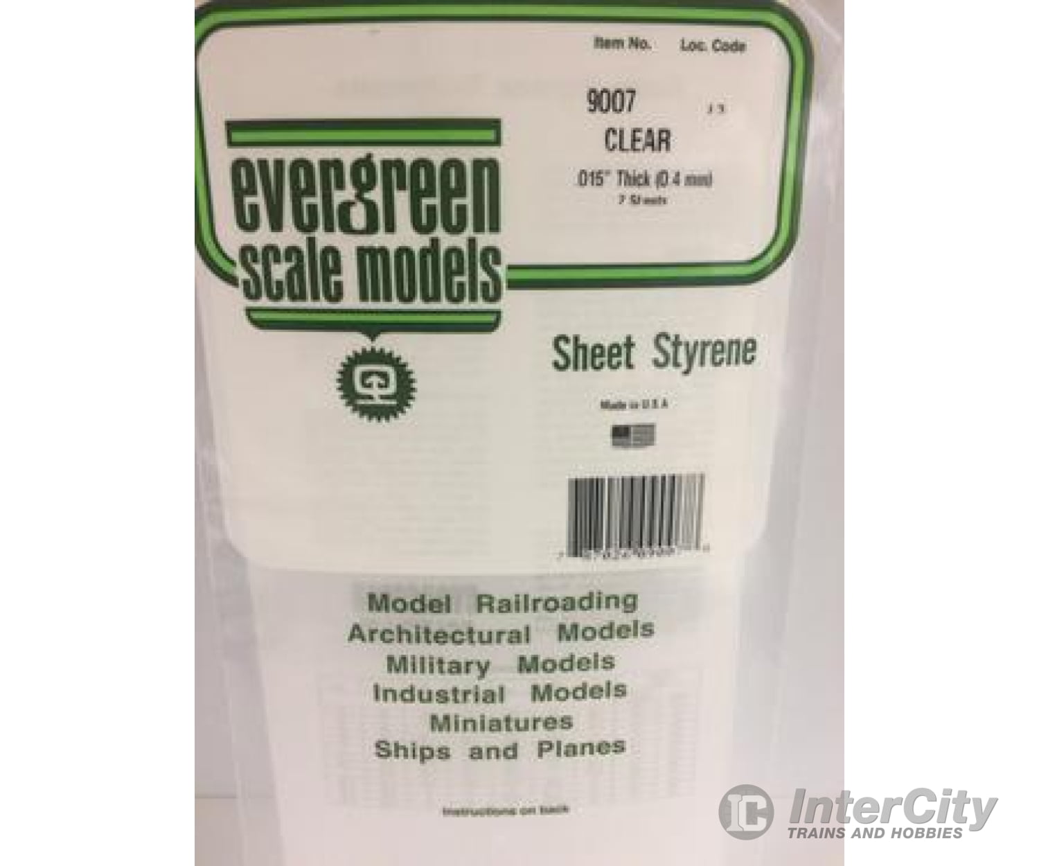 Evergreen 9007 6X12 Clear Sheet- .015 (2/Pk) Scratch Building Supplies