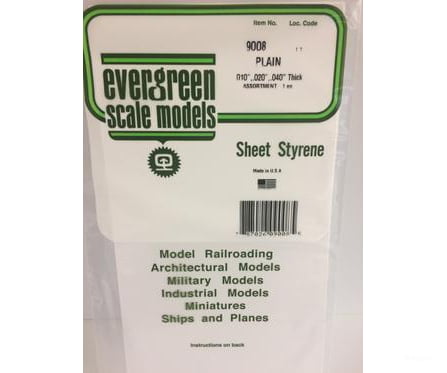 Evergreen 9008 6X12 Plain Sheet- Assortment Scratch Building Supplies