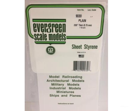 Evergreen 9030 6X12 Plain Sheet- .030 (2/Pk) Scratch Building Supplies
