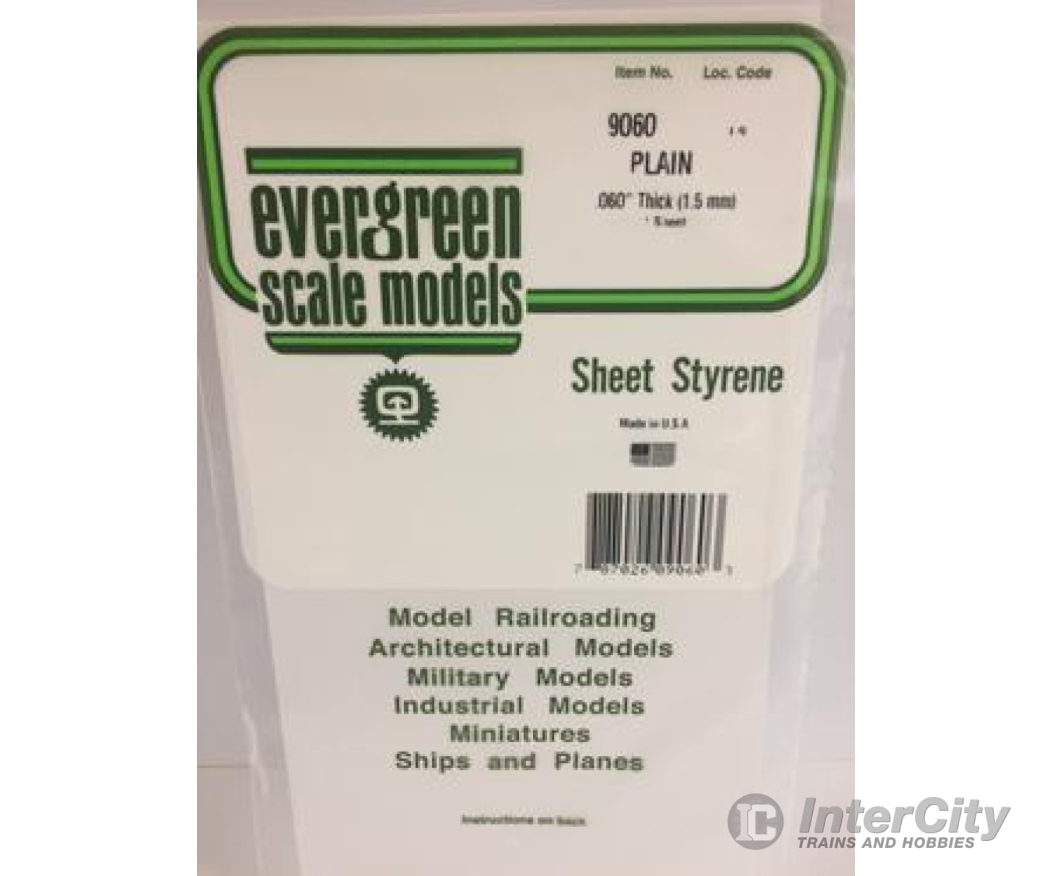 Evergreen 9060 6X12 Plain Sheet- .060 (1/Pk) Scratch Building Supplies