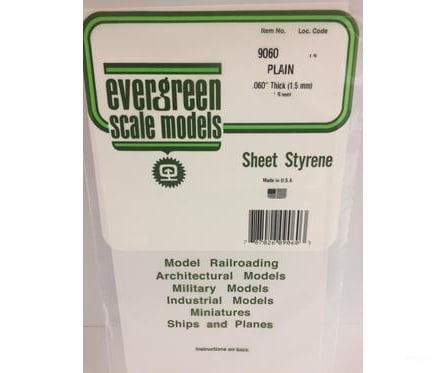 Evergreen 9060 6X12 Plain Sheet- .060 (1/Pk) Scratch Building Supplies