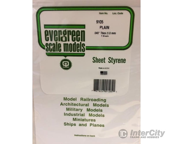 Evergreen 9105 8X21White Sheet .040 (3/Pk) Scratch Building Supplies