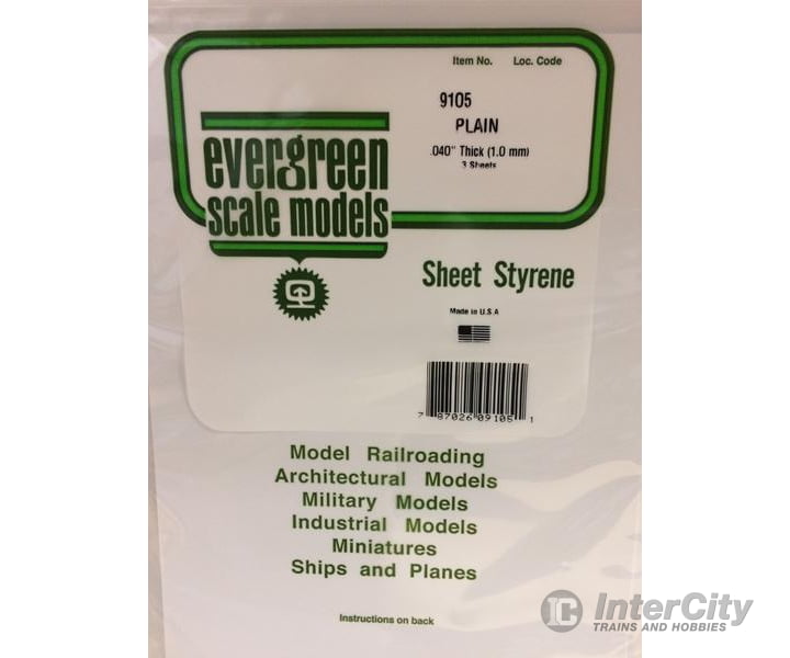 Evergreen 9105 8X21White Sheet .040 (3/Pk) Scratch Building Supplies