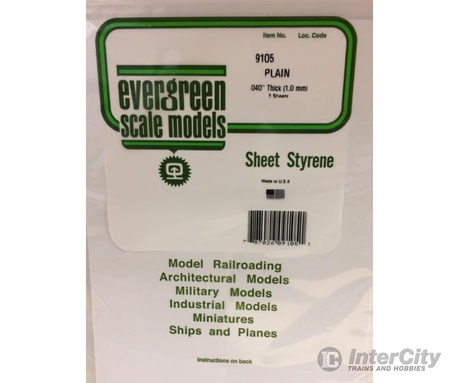 Evergreen 9105 8X21White Sheet .040 (3/Pk) Scratch Building Supplies