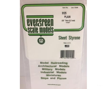 Evergreen 9125 6X12 Plain Sheet .125 (3.2Mm) 1/Pk Scratch Building Supplies