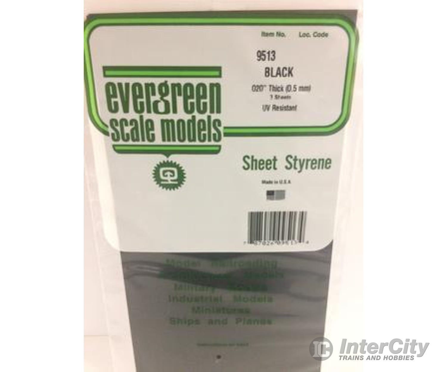 Evergreen 9513 6X12 Black Sheet .50Mm (3Pcs) Scratch Building Supplies