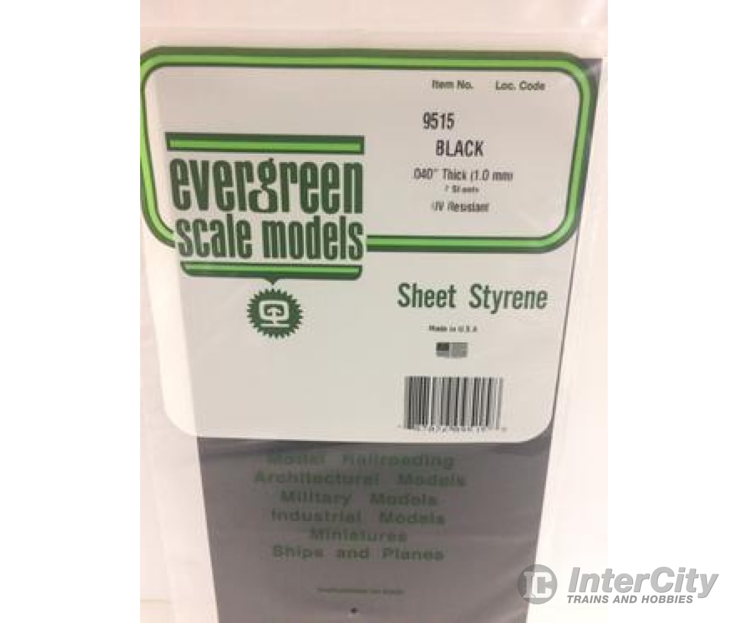 Evergreen 9515 6X12 Black Sheet 1.0Mm (2Pcs) Scratch Building Supplies