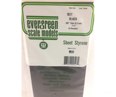 Evergreen 9517 6X12 Black Sheet 2.0Mm (1Pcs) Scratch Building Supplies