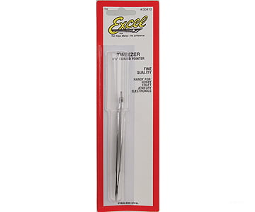 Excel 30410 Stainless Steel Tweezers -- 4-1/2 Curved Point Carded Tools