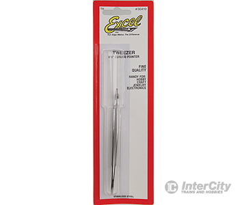 Excel 30410 Stainless Steel Tweezers -- 4-1/2 Curved Point Carded Tools