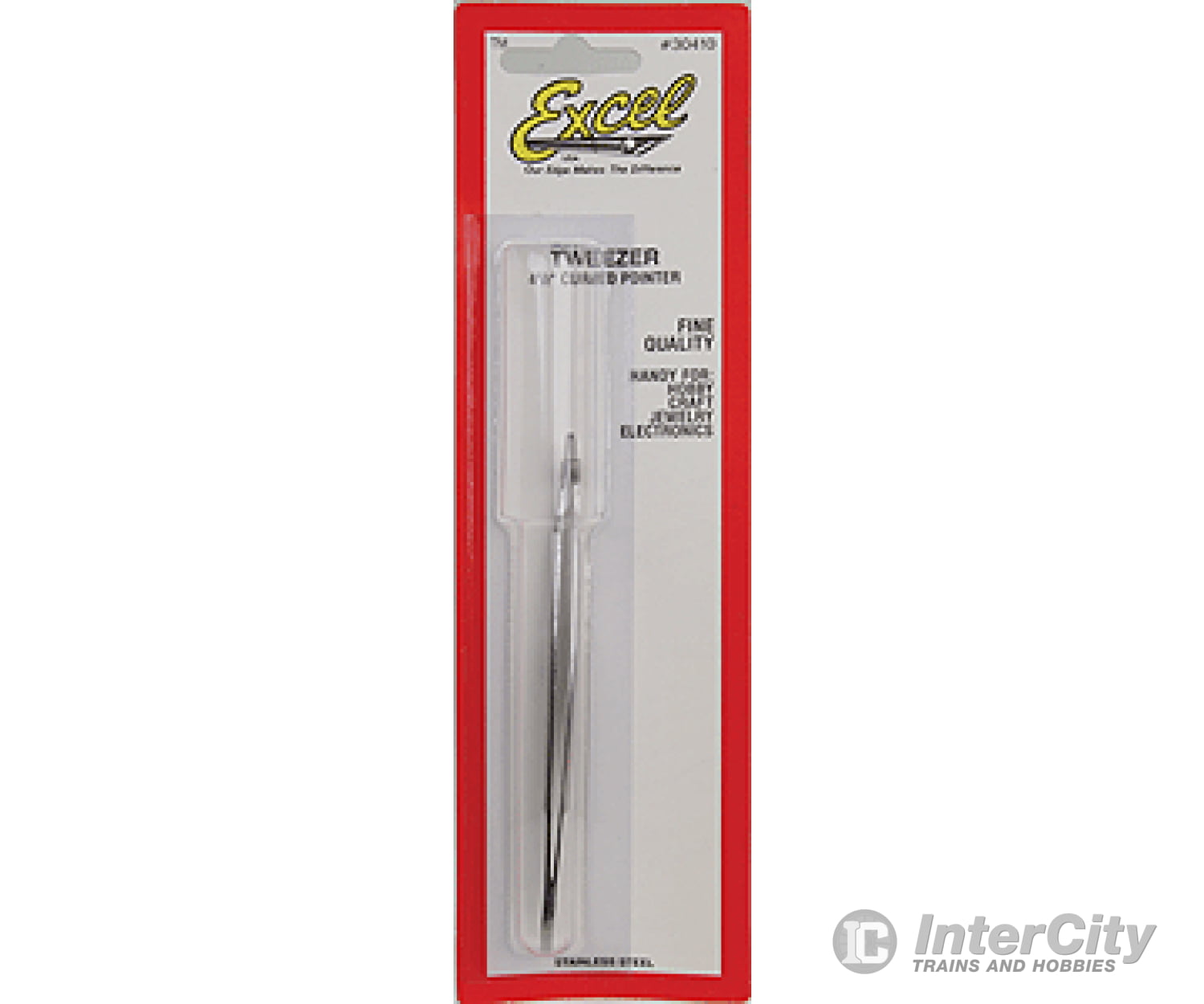 Excel 30410 Stainless Steel Tweezers -- 4-1/2 Curved Point Carded Tools
