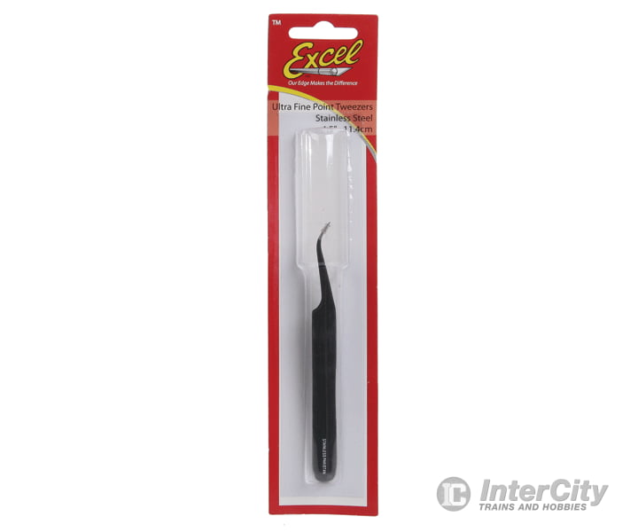 Excel 30420 Slanted Fine Point Tweezers - Black Tools