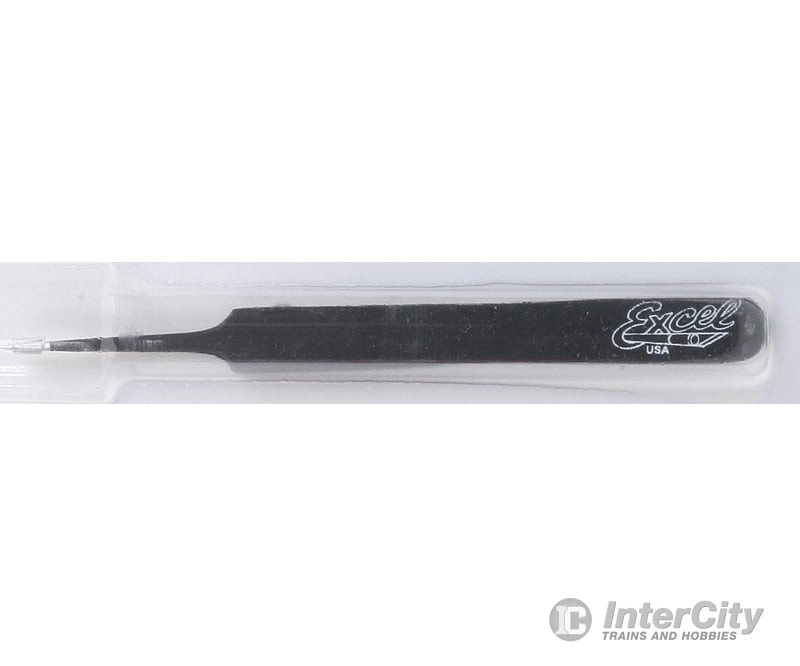Excel 30421 Straight Fine Point Tweezers - Black Tools