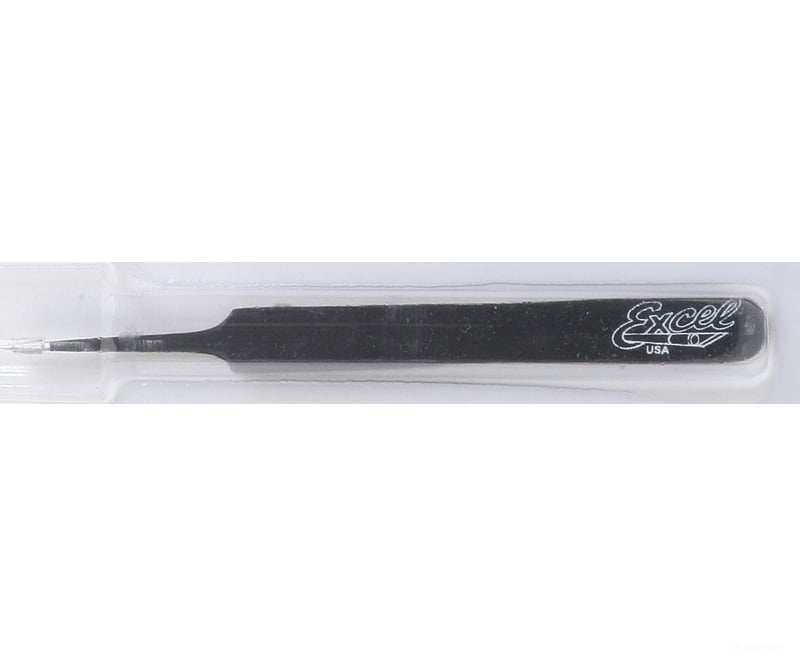 Excel 30421 Straight Fine Point Tweezers - Black Tools